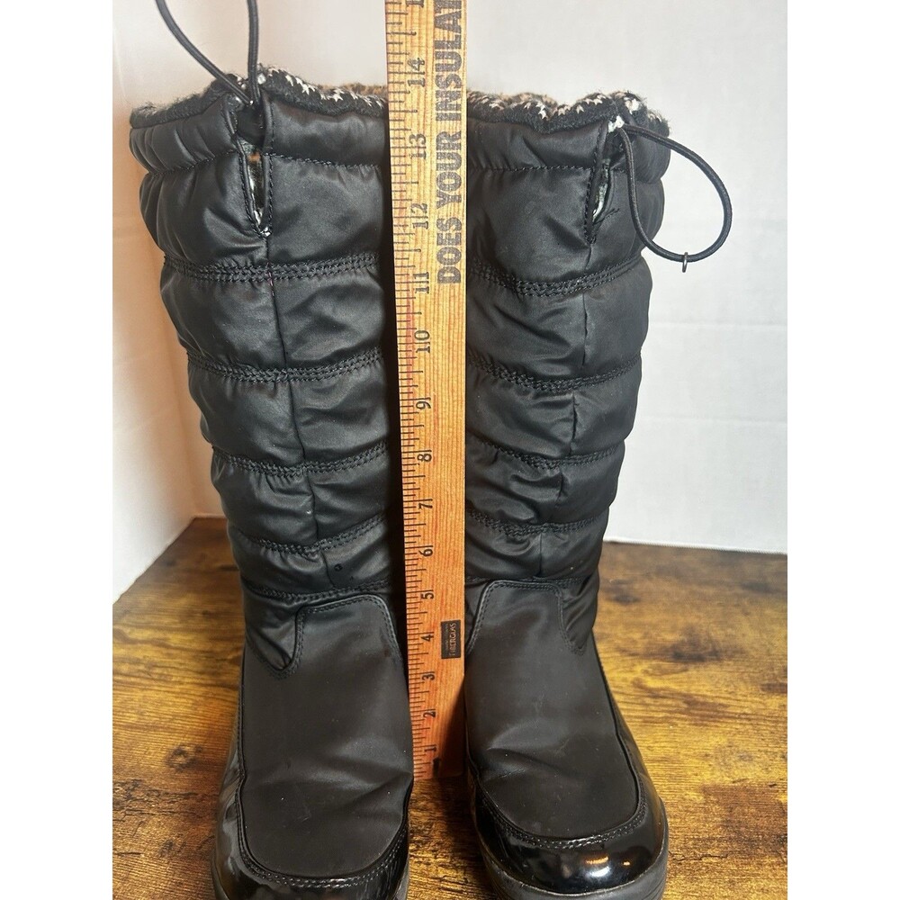 Totes Caroline 2 Women’s Size 10 M Black Quilted Tall Winter Snow Boots Faux Fur - Picture 9 of 12